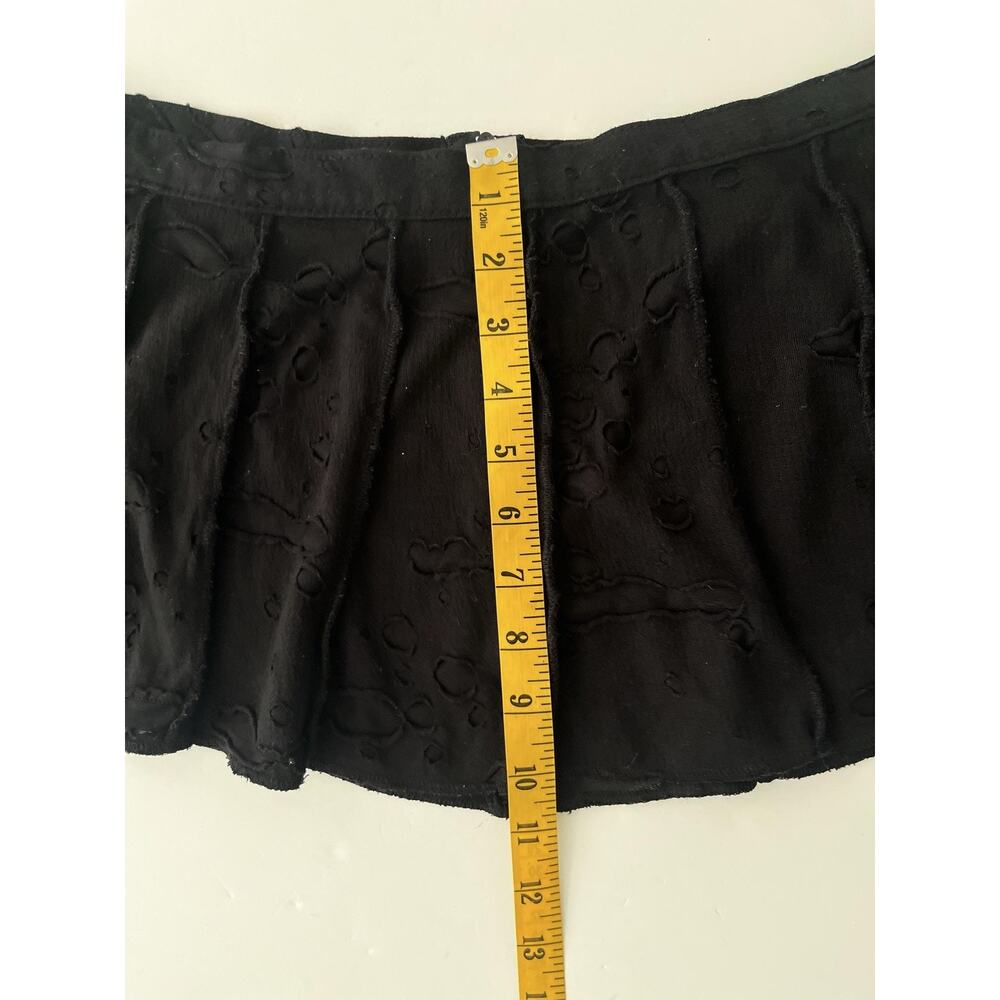 Shrine Skirt Women M Black Stretch Micro Mini Low Rise Burnout Goth Zip Back USA - Picture 5 of 7